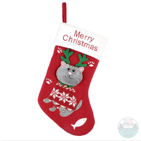 cat reindeer stocking for christmas