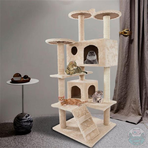 cat tree beige scratching post tower for cats christmas present