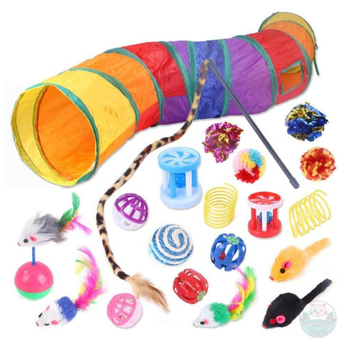 rainbow tunnel with cat toys bundle gift for cats