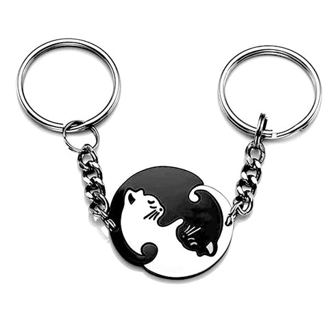 yin and yang friendship love keychain for pairs valentine cat lovers