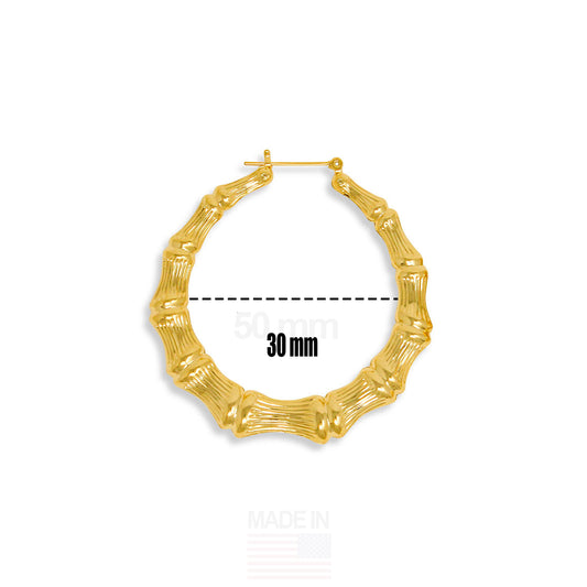 Gold-Plated Bamboo Hoops 65mm