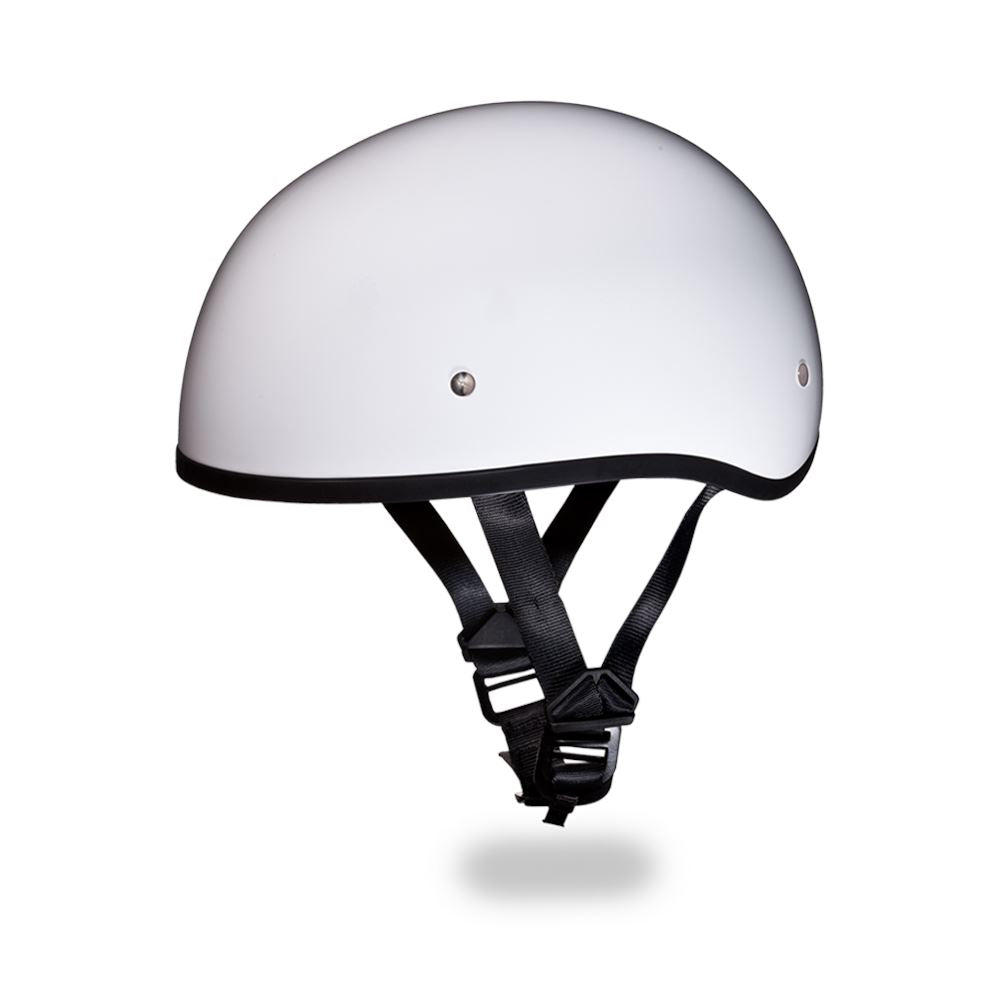 D.O.T. Hi-Gloss White Motorcycle Skull Cap W/O Visor