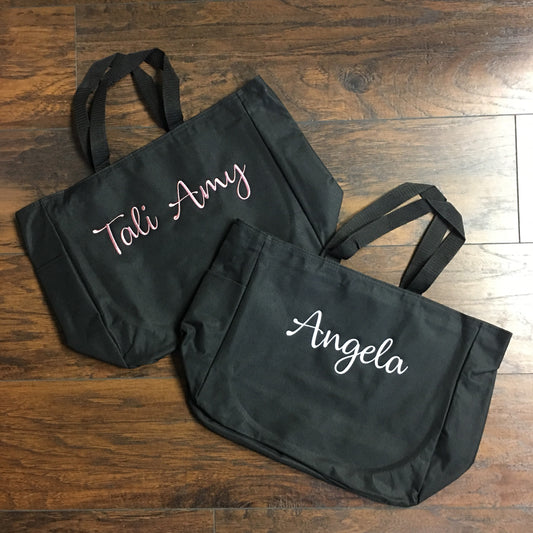 CUSTOM Embroidered Name Zipper Tote Bags __ Weekender Bag – Dearly