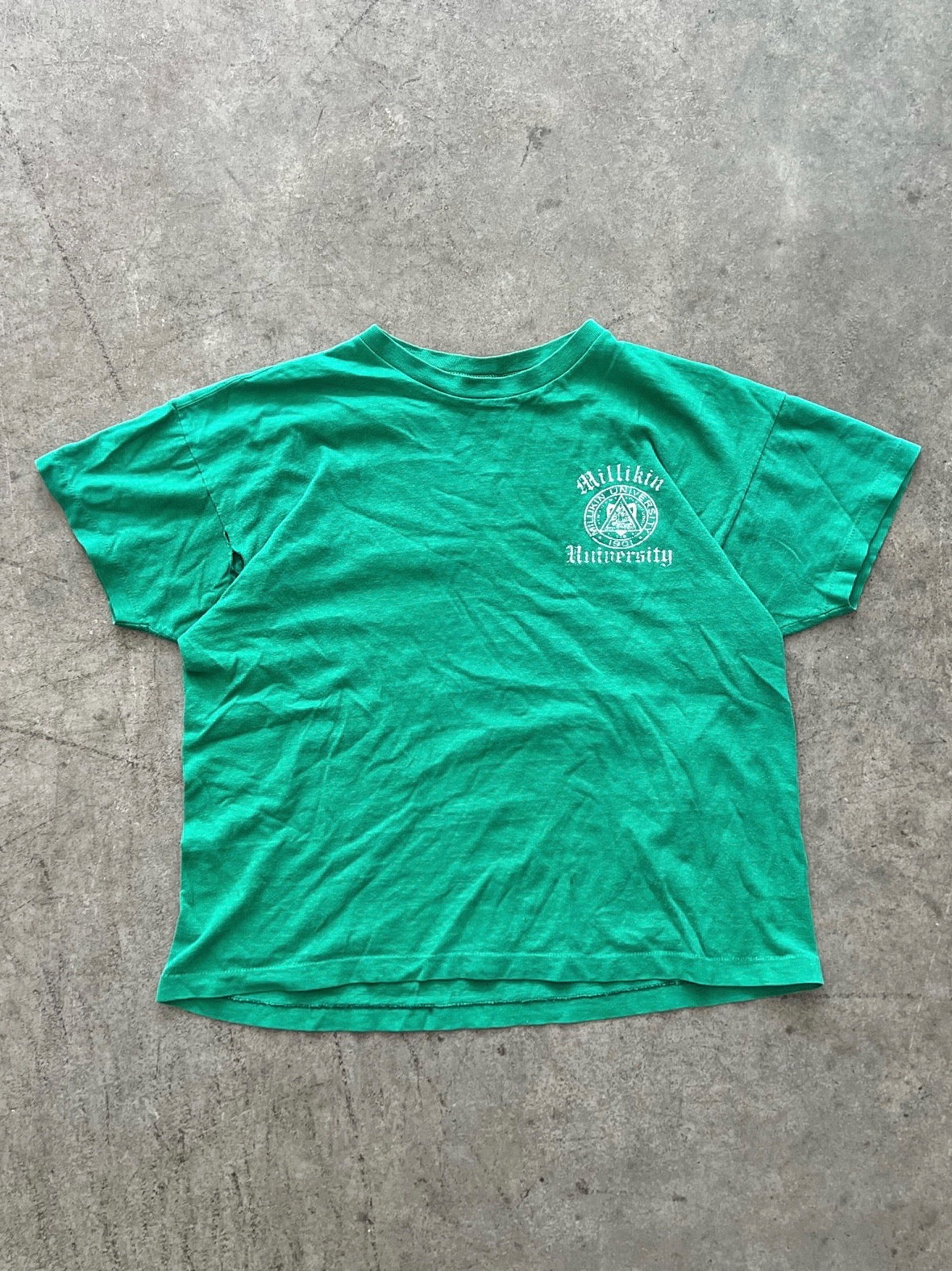 SINGLE STITCHED FADED KELLY GREEN TEE - 1980S – AKIMBO CLUB