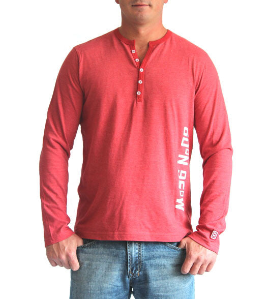 mens red henley long sleeve