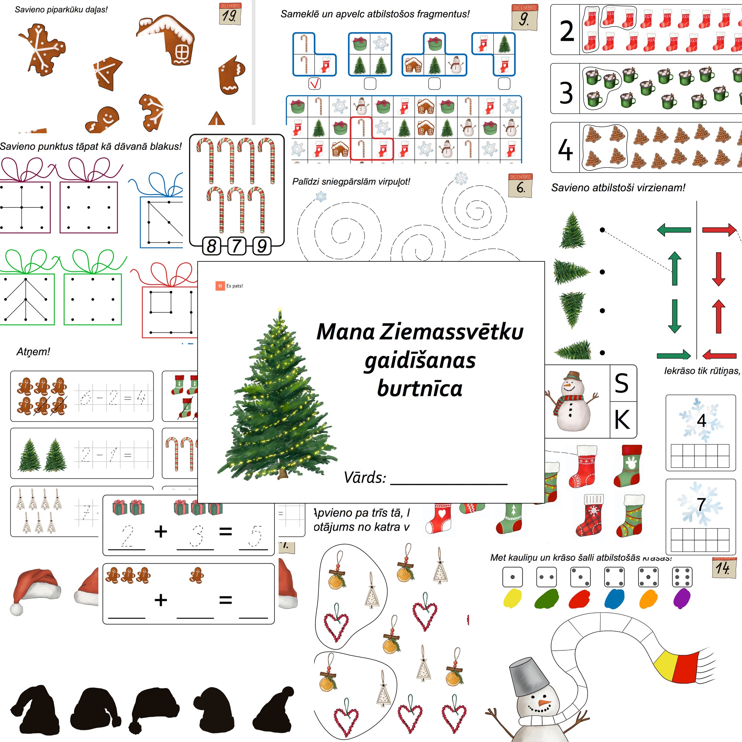 Ziemassvētku uzdevumu burtnīca 4-5 gadus veciem bērniem