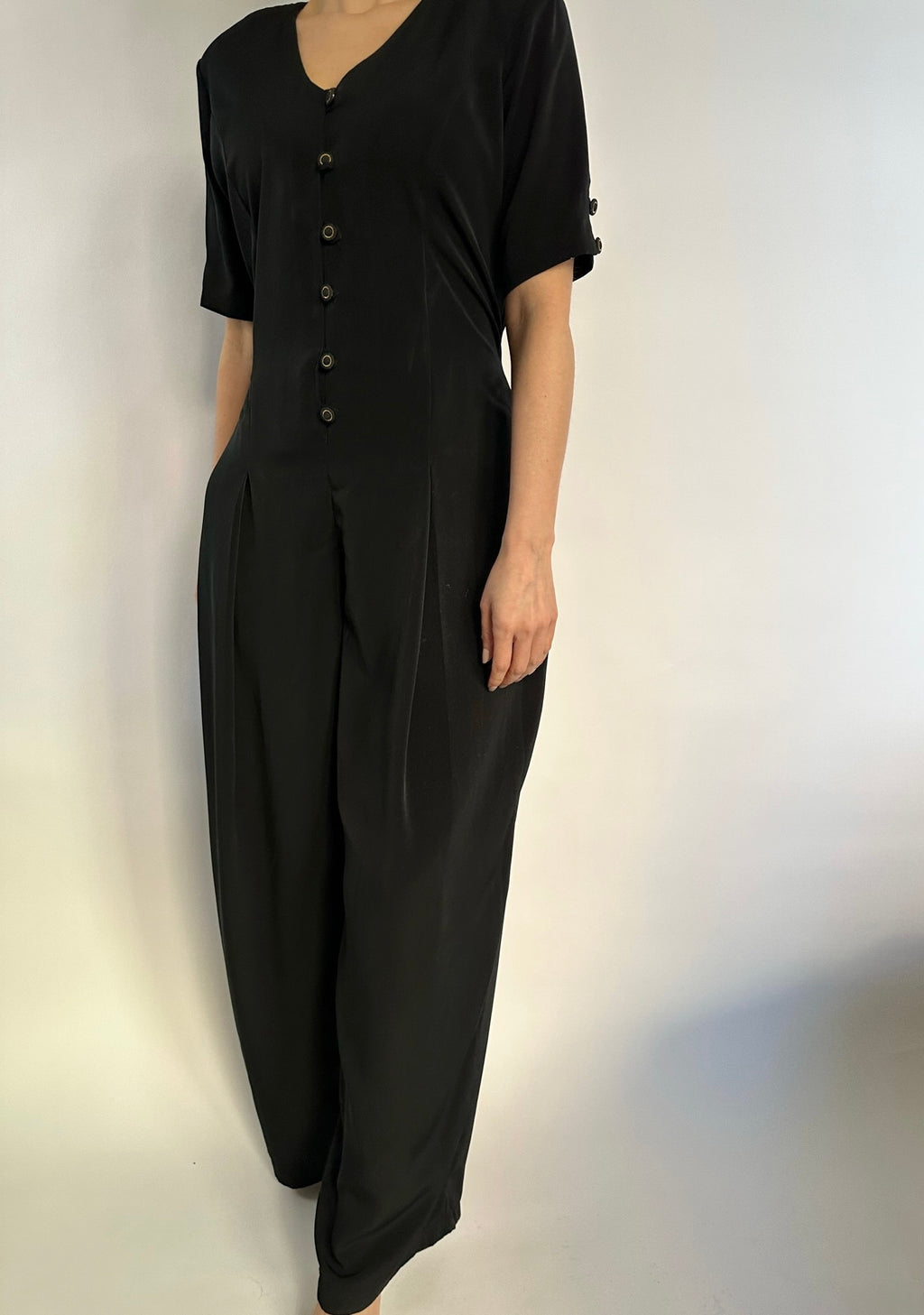 Petite Short Sleeve Jumpsuit - Dark Emerald Green