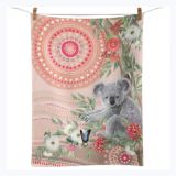 AUSTRALIAN SOUVENIR TEA TOWEL KOALA SACRED COUNTRY