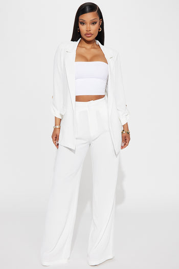 Big Plans Blazer Pant Set - White, Fashion Nova, Matching Sets