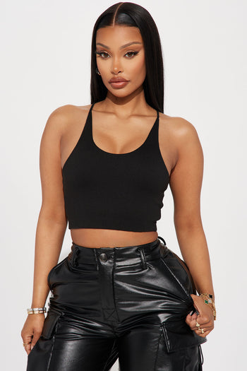 Simply The Best Seamless Cropped Tank - Black