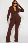 Sabrina Snatched Flare Jumpsuit - Chocolate