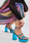 Being Pretty Platform Heeled Sandals - Turquoise