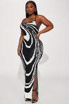 Shayna Sweater Maxi Dress - Black/White