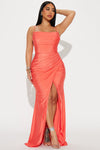 Ivy Tricot Maxi Dress - Coral