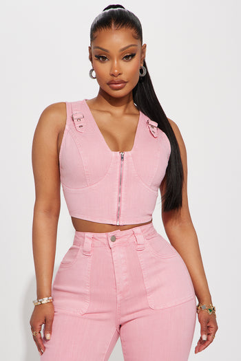 Tiarna Pink Lace Corset Top