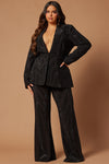 Karina Embellished Blazer Suit Set - Black/Black