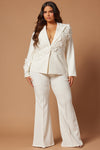 Claudette Floral Embroidered Suit Set - White