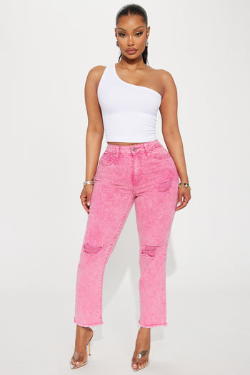 Lovefool Strappy Split Hem Straight Leg Jeans - Magenta | Fashion Nova,  Jeans | Fashion Nova