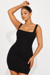 Celine Ribbed Mini Dress - Black