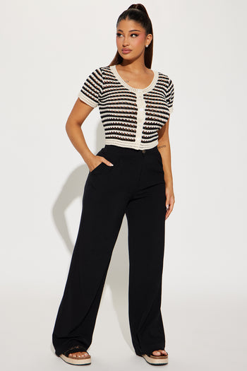 Victoria High Waisted Striped Dress Pant - Black/White, Fashion Nova, Pants