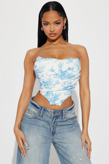 All I Want Is You Corset Top - Light Blue, Fashion Nova, Shirts & Blouses