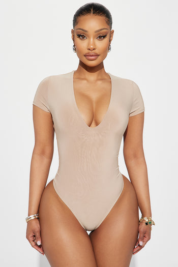 Snatched Arm Slimming Shapewear Bodysuit - Nude