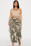 Damari Tie Dye Maxi Skirt - Olive/combo