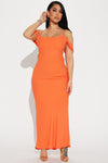 Meet Me In The Garden Chiffon Gown - Orange