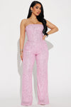 Lets Sparkle On Sequin Jumpsuit  - Pink