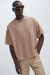 Santorini Textured Boxy Short Sleeve Tee - Taupe