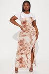 Ericka Printed Maxi Dress Set - Mocha/combo