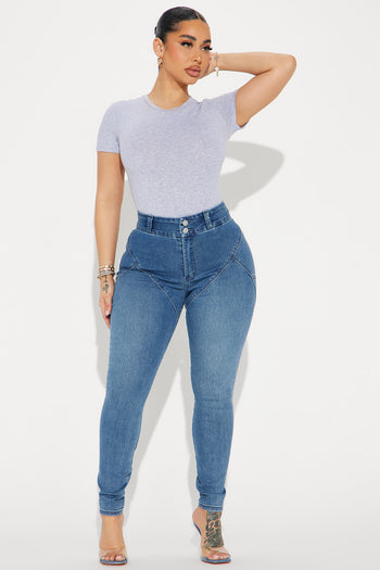 Fashion Nova Jeans Women Plus Size 1X Blue Skinny High Waist Stretch 36x30  p88
