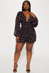 Thinking About You Floral Romper - Black/combo