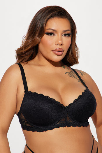 Sunday Love Double Push Up Lace Bra - Black