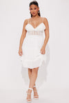 Clover Gauze Mini Dress - White