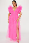 Lush Life Tulle Gown - Hot Pink