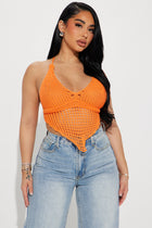 Beach Babe Crochet Halter Top - Orange