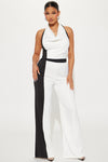 Here To Slay Satin Jumpsuit - White/Black