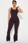 Sunrise Yoga Seamless Ribbed Active Jumpsuit - Chocolate