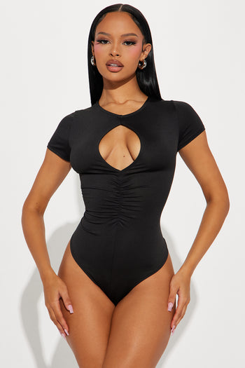 Leanne Crew Neck Bodysuit - Black