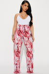 Taking A Trip Wide Leg Plisse Pant - Pink/combo