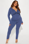 Always Adored Ribbed Jumpsuit  - Navy