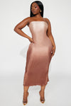 Ombre Effect Midi Dress - Brown/combo