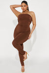 Off My Mind Slinky Jumpsuit  - Brown