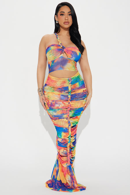 Twisting Thoughts Knitted Maxi Dress - Multi Color