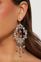 Rhinestone Vine Earrings - Silver