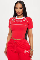 Sporty Contrast Cut Out Tee - Red