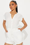 Meeting My Love Linen Romper - Off White