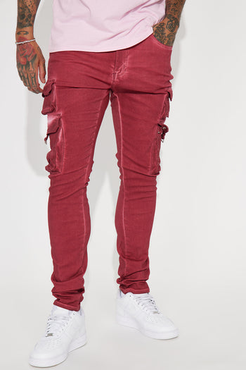 Cornell Stacked Skinny Flare Twill Pants - Red, Fashion Nova, Mens Pants