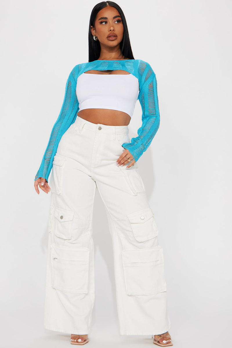 Liesel Distressed Shrug - Aqua | Fashion Nova, Sweaters | Fashion Nova